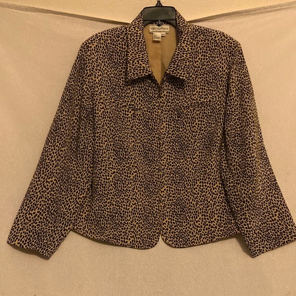 August Max Woman Animal Print Silk Jacket Size 16W - Picture 1 of 8